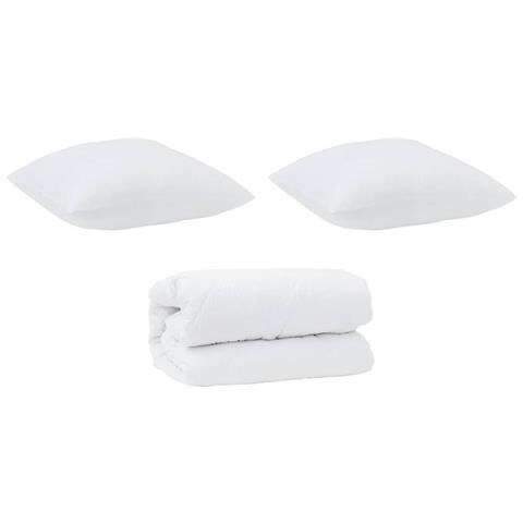 Piumone con Cuscini Altro 3 pcs Bianco 240 x 220 cm Microfibra - Foto 1