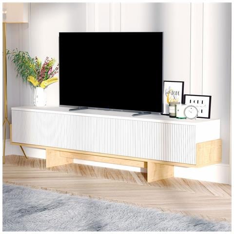 Wopi Mobile Tv Con Armadi Bianchi E In Legno 180 Cm - Foto 5
