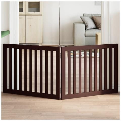 Cancello Cani Pieghevole 2 Pannelli Marrone 160cm Legno Pioppo - Foto 2