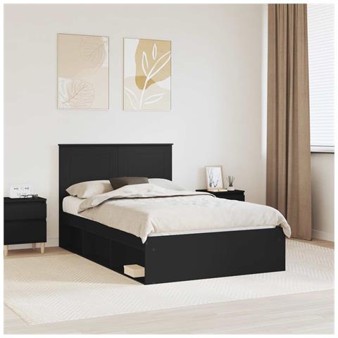 Struttura del letto Nero 135 x 190 cm Pino massello - Foto 2