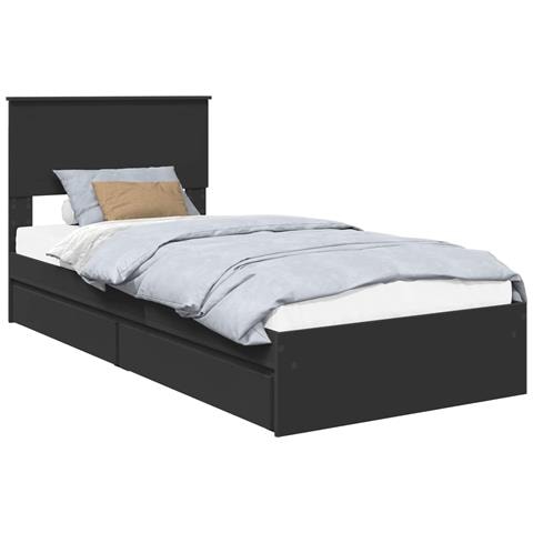 Letto con Contenitore Nero 90 x 190 cm Legno multistrato - Foto 1