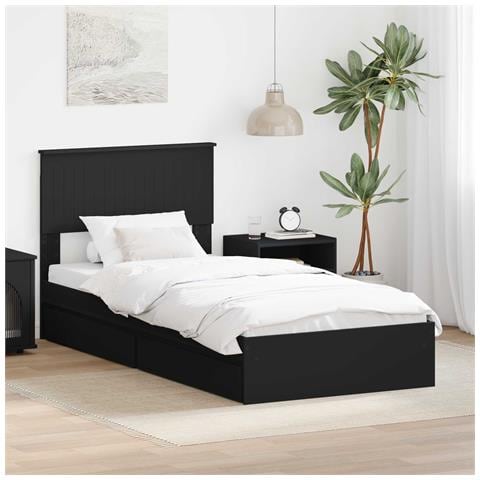 Letto con Contenitore Nero 90 x 190 cm Legno multistrato - Foto 2