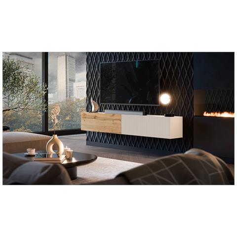 Sindia - Mobile Porta Tv Un Ripiano, 200x29.8x30.5h Cm Beige - Foto 2