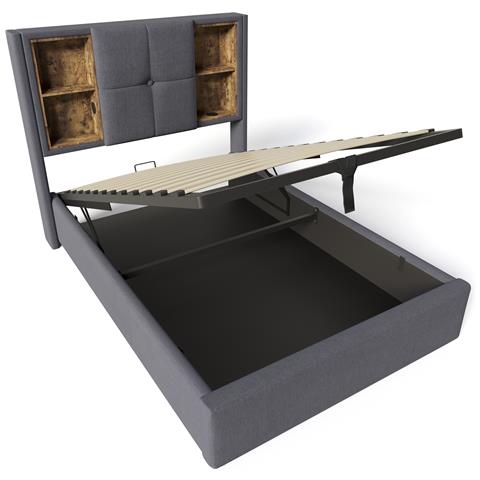 Letto Singolo Con Ricarica Wireless E Design Moderno In Cotone Grigio - Foto 3