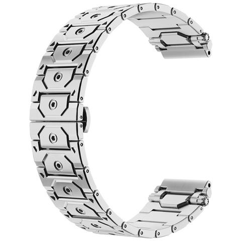 Cinturino In Acciaio Inossidabile Solido Hex Titan Universale Compatibile Con Samsung Galaxy Watch7/6 Silver 20 Mm - Foto 1