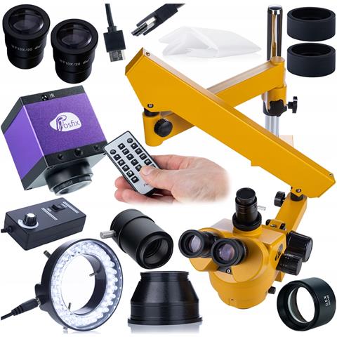 Mikroscopio Trinoculare Su Braccio 7-45x Con Fotocamera Panasonic Hdmi Hd | Sistema Ottico Greenough | Ispezione Elettronica - Foto 1