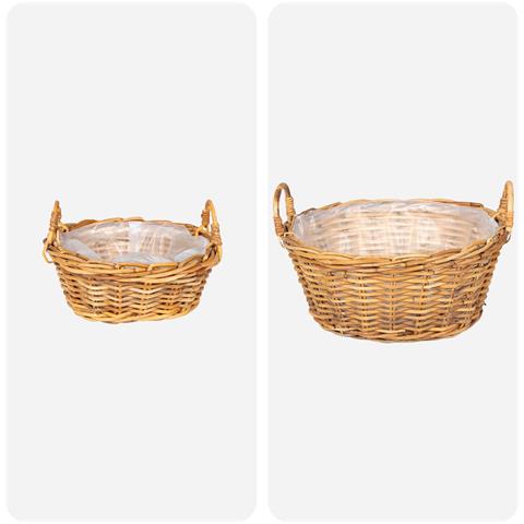 Cesto per Piante con archiviazione 2 pcs Marrone Rattan Lacak - Foto 2