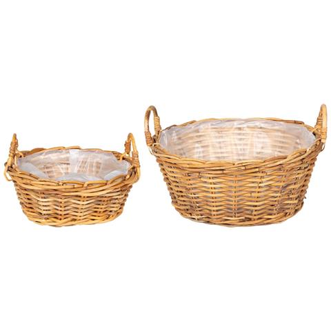 Cesto per Piante con archiviazione 2 pcs Marrone Rattan Lacak - Foto 1