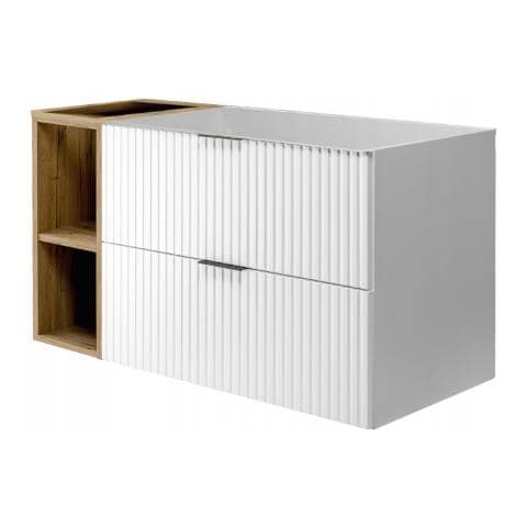 | Mobile sottolavabo - 100/57/46 cm L /A /D - Blanc Mat - Mobili bagno, lavabo, mobili bagno, mobili bagno | Ripiani - Marrone - Foto 2