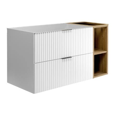 | Mobile sottolavabo - 100/57/46 cm L /A /D - Blanc Mat - Mobili bagno, lavabo, mobili bagno, mobili bagno | Ripiani - Marrone - Foto 1
