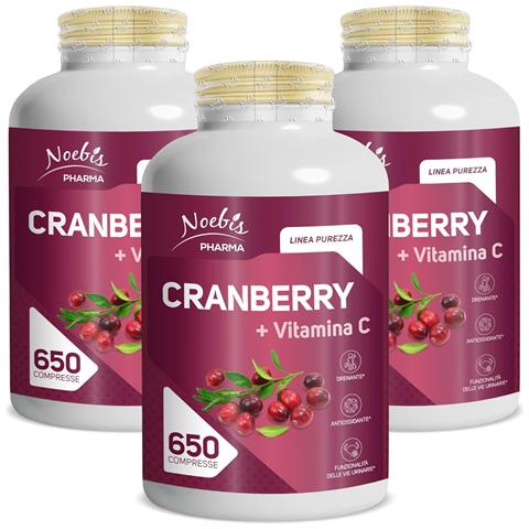 Cranberry + Vitamina C 650 Compresse - Mirtillo Rosso e Vitamina C - Vie Urinarie, Drenaggio e Azione Antiossidante (Confezione tripla) - Foto 1