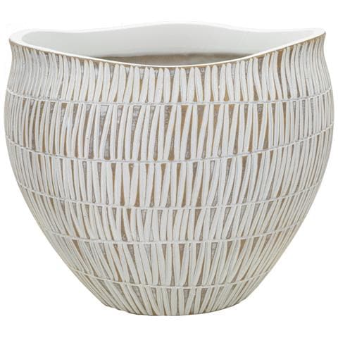 Vaso Decorativo Vkh669-bianco-poliresina-30,5x30,5x24,5 Cm - Foto 1