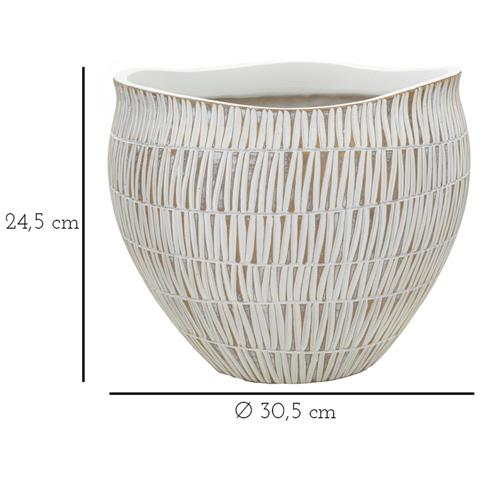 Vaso Decorativo Vkh669-bianco-poliresina-30,5x30,5x24,5 Cm - Foto 6