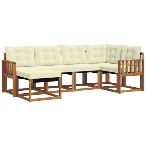 Set di divani da esterno con cuscino 6 pcs Naturale e Crema - Foto 1