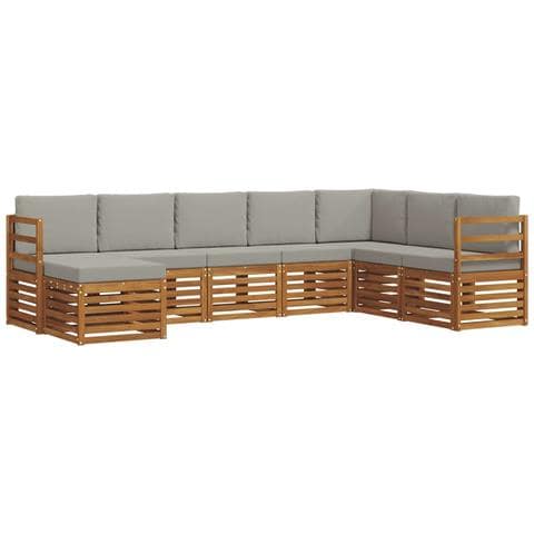 Set divani con cuscino 8 pcs Grigio Naturale e Chiaro - Foto 1
