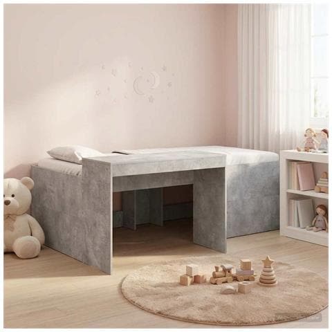 Letto alto per bambini con scrivania Grigio Cemento - Foto 2