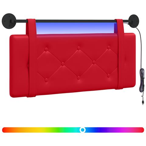 Testiera sospesa Con luce LED Rosso Similpelle - Foto 1