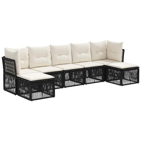 Set Divano da Giardino 7 pcs Nero polyrattan - Foto 1