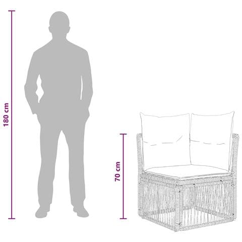 Set Divano da Giardino 7 pcs Nero polyrattan - Foto 8