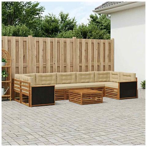 Set di divani da esterno 8 pcs Naturale e Beige - Foto 2