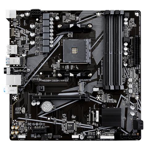 A520M DS3H WIFI6E Scheda Madre - Supporta CPU AMD Ryzen 5000 Series AM4, fino a 4733 MHz DDR4 (OC), 1x PCIe 3.0 M. 2, Wi-Fi 6E, LAN GbE, USB 3.2 Gen 1 - Foto 2