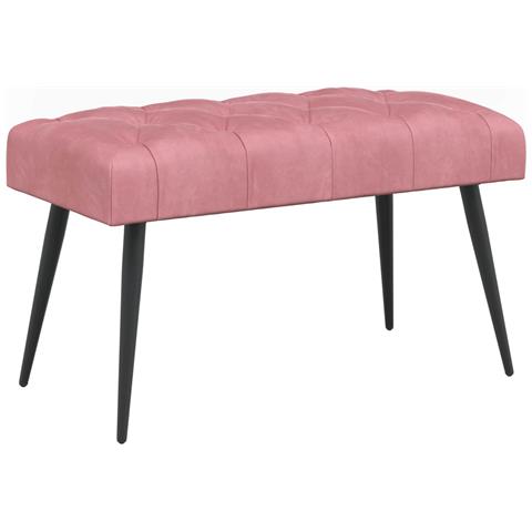 Panchina con bottoni imbottiti Rosa 80 x 40 x 46 cm Velluto - Foto 1