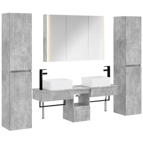 Set di mobili per il bagno 6 pcs Grigio Cemento - Foto 1