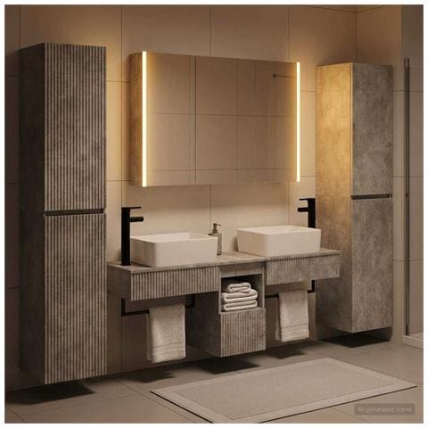Set di mobili per il bagno 6 pcs Grigio Cemento - Foto 2