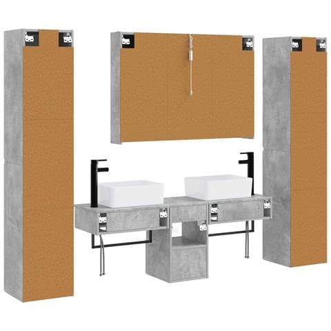 Set di mobili per il bagno 6 pcs Grigio Cemento - Foto 9