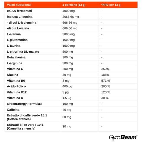 Aminoacidi ProAmino con vitamine e caffeina 390 g Mela Verde - Foto 2
