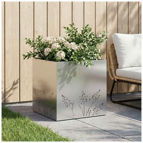 Vaso da giardino Argento 50 x 50 x 49 cm Acciaio zincato - Foto 2