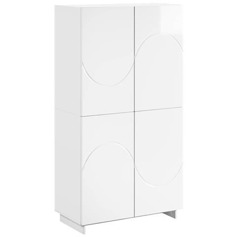 Credenza Bianco Lucido 79 x 41 x 151 cm Legno ingegnerizzato - Foto 1