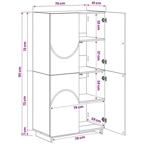 Credenza Bianco Lucido 79 x 41 x 151 cm Legno ingegnerizzato - Foto 9