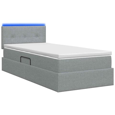 Letto con contenitore LED e materasso Grigio Chiaro 90 x 200 cm - Foto 9