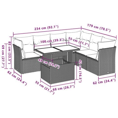 Set Divani da Giardino 7 pz con Cuscini Marrone in Polyrattan - Foto 9