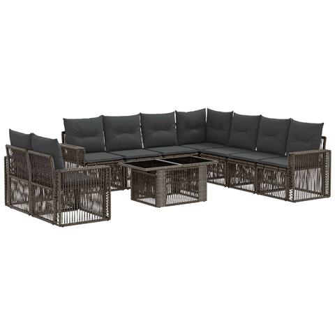 Set Divano da Giardino 10 pz Grigio e Grigio Scuro polyrattan - Foto 1