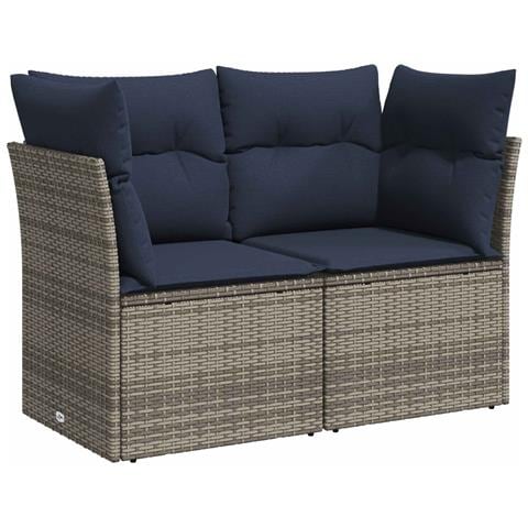 Set di divani 6 pz Grigio e Blu Navy Rattan sintetico e Acciaio - Foto 2