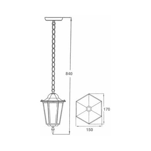 Portalampada Lanterna Pendente Alluminio Ip44 E27 Max. 40w Mod. Vt- 752 Sku 7072 Nero - Foto 2