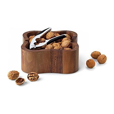 Ciotola In Legno D'acacia Con Schiaccianoci In Acciaio Inossidabile - Foto 2