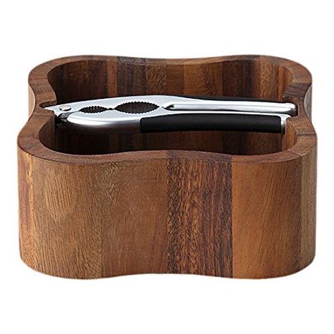 Ciotola In Legno D'acacia Con Schiaccianoci In Acciaio Inossidabile - Foto 1