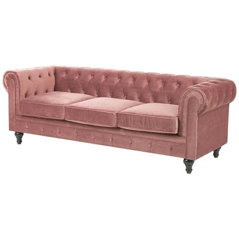 Set Da Salotto A 4 Posti In Velluto Rosa Chesterfield - Foto 16