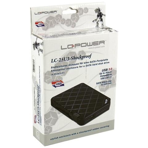 LC-Power LC-25U3-Shockproof, HDD, SATA, Seriale ATA II, Serial ATA III, 6,35 cm (2.5") , Nero, Alluminio, Plastica, Gomma, 6 Gbit / s - Foto 6