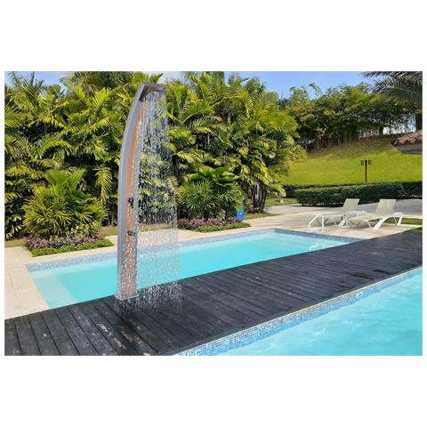 Ella Grigia Wood Doccia Solare In Alluminio Con Lavapiedi Da 40 Litri Grigio Fascia Legno - Foto 1