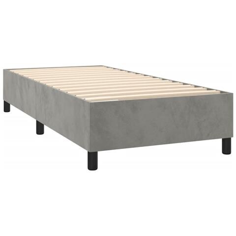 Letto A Molle Materasso E Led Grigio Chiaro 80x200 Cm Velluto - Foto 2