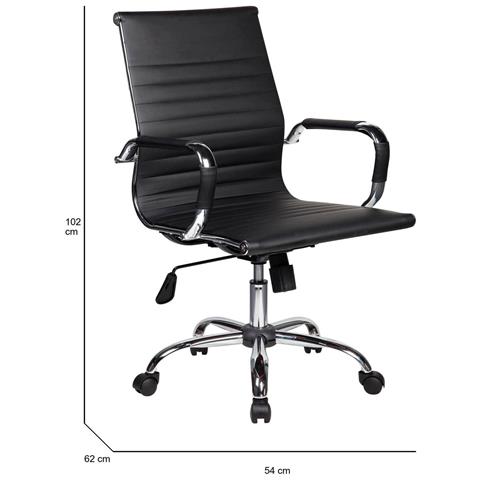 Sedia Con Ruote George, Poltrona Direzionale Con Braccioli, Sedia Ergonomica Da Ufficio, Nero, 62x54h92/102 Cm - Foto 6