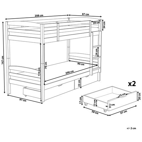 Letto A Castello Con Contenitore Legno Bianco 90 X 200 Cm Albon - Foto 7