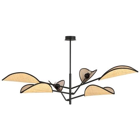 Lampada A Soffitto Vene - Nero, Marrone - Acciaio Verniciato A Polvere, Tessuto - 102x51x102 Cm - Foto 1