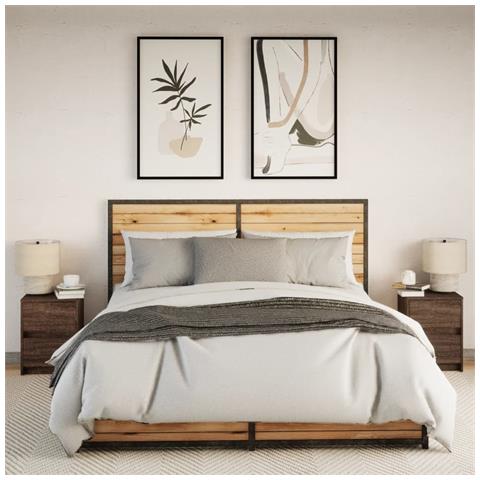 Comodini Con Luci Led 2pz Rovere Marrone In Legno Multistrato - Foto 10