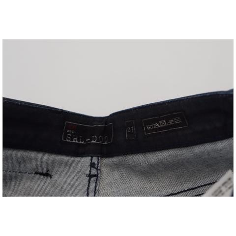 Jeans In Denim Di Cotone Slim Fit A Vita Bassa Lavati Blu - W26 - Foto 5