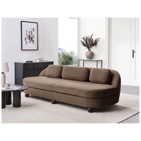 Divano 3 Posti Fansen Tessuto Marrone Chiaro - Foto 1